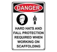 Tin Sign Danger Hard Hats And Fall Sign 8 X 12 Inch
