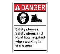 Tin Sign Danger Hard Hats Required When Working In Crane Sign 8 X 12 Inch