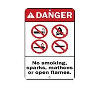 Tin Sign Danger No Smoking Sparks Matches Or Open Flames. 8 X 12 Inch