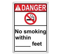 Tin Sign Danger No Smoking Within_ Feet Sign 8 X 12 Inch