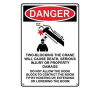Tin Sign Danger Two-Blocking The Crane Sign 8 X 12 Inch
