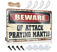 Tin Sign Decor Beware Of Attack Praying Mantis Tin Sign Bar Signs For Home Bar Wall Hot Beer Tin Sign(30X40CM)