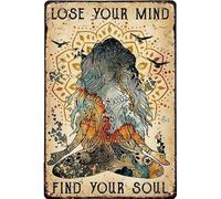 Tin Sign Decor Retro Metal Sign Hippie Yoga Lose Your Mind Find Your Soul Decorations for Home Bar Pub Cafe Farm Room Metal Poster 12x16 Inch