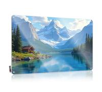 Tin Sign Decor Serene Cabin By The Lake And Mountains Tin Sign Funny Bedroom Decor Beer Decor(30X40CM)