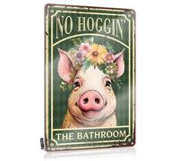 Tin Sign Decor Vintage Pig With Flowers No Hoggin' The Bathroom Tin Sign Coffee Art Wall Decorgoth Bathroom Decorbath Wall Decoroffice Desk Supplies For Women Funny Vintage Signs Beer Signs Metal Vint