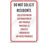Tin Sign Do Not Solicit Residents Heavy Metal 8X12 Inches