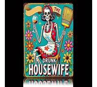 Tin sign Drunk Housewife 8x12 Inch Aluminum Tin Signs for Home Kitchen Bathroom Office Bar Coffee Garden Wall Decor