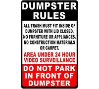 Tin Sign Dumpster Rules Sign Metal Trash Disposal Rules Under Surveillance No Construction Waste 8 X 12 Inch
