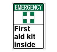 Tin Sign Emergency First Aid Kit Inside Sign 8 X 12 Inch