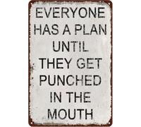 Tin Sign Everyone Has A Plan Until They Get Punched In The Mouth Vintage Metal Signs Boxing Sport Poster Wall Art Decor Suitable For Home Bar Cafe Garage Man Cave 8x12 Inch