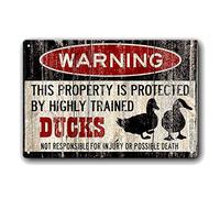 Tin Sign For Funny Duck Sign Duck Warning The Duck cage Rules Vintage Style Metal Sign Iron Painting for Indoor & Outdoor Home Bar Coffee Kitchen Wall Decor 8 X 12 Inch