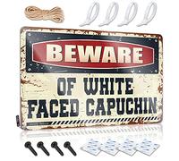 Tin Sign For Man Cave Beware Of White Faced Capuchin Tin Sign Backyard Bar Decor Metal Decor For Home Bar(30X40CM)