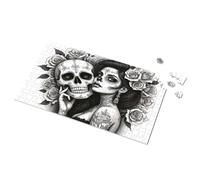 Tin Sign For Man Cave Day Of The Dead Roses And Skulls Picture Puzzle Bro Cave Sign Tin Signs For Garage(500PCS)