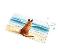 Tin Sign For Man Cave Dog Watching Waves On The Beach Picture Puzzle Bro Cave Sign Tin Signs For Garage(300PCS)