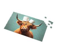 Tin Sign For Man Cave Highland Cow With Toilet Paper Hat Picture Puzzle Bro Cave Sign Tin Signs For Garage(300PCS)