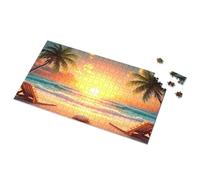 Tin Sign For Man Cave Sunset Serenity On The Beach Picture Puzzle Bro Cave Sign Tin Signs For Garage(300PCS)