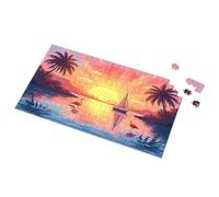 Tin Sign For Man Cave Sunset Serenity With Sailboat And Flamingos Picture Puzzle Bro Cave Sign Tin Signs For Garage(500PCS)