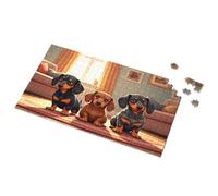 Tin Sign For Man Cave Three Cute Dogs In A Cozy Living Room Picture Puzzle Bro Cave Sign Tin Signs For Garage(300PCS)