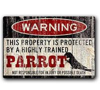 Tin Sign For Parrot Sign,Funny Metal Signs,Parrot Accessories,Bird Sign,Parrot Warning Sign Retro Metal Sign Vintage Aluminum Sign for Home Coffee Wall Decor 8x12 Inch