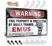 Tin Sign Funny Warning This Property Is Protected By A Highly Trained Emus Tin Sign Beer Signs Tin Wall Decor (Size : 30X40CM)