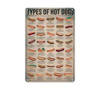 Tin sign Hot Dog Types Sign 8x12 Inch Aluminum Tin Signs for Home Kitchen Bathroom Office Bar Coffee Garden Wall Decor