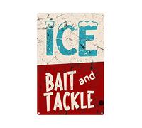 Tin Sign Ice Bait Tackle Fish Fishing Marina Shop Metal Sign Shack Rustic Fishing Decor Lake House Cottage Cabin Metal Sign Decor 8x12 Inch