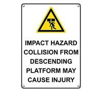 Tin Sign Impact Hazard From Descending Platform Sign 8 X 12 Inch