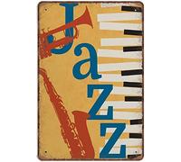 Tin Sign Jazz Poster Funnyian Gift Funnyal Instruments Funnytrumpet Piano Wall Art Vintage Decor Yellow Red Blue Novelty Tin Plaque Bar Pub Vintage Retro Wall Decor Poster 8x12 Inch
