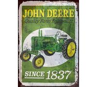 Tin Sign John Deere Quality Farm Equipment Metal Vintage Art Poster Plaque Garage Home Wall Decor 12'' X 16'' Sign