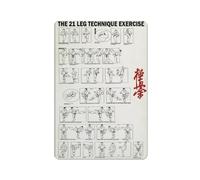 Tin Sign Karate Knowledge Metal Sign Martial Arts Hall Decor The 21 Leg Technique Exercise Tin Poster Taekwondo Home Club Office Wall Decoration Plaque,Educational Wall Art Modern Gift 12X8 inch