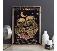 Tin Sign Kitchen Vintage Wall Decor Metal Poster Plaque The Skeleton The Lover Couple Tarot Card Iron Painting Wall Decor Poster Wall Art Nostalgic Tin Sign for Home Cafe Kitchen Pub Bar 8x12 inch
