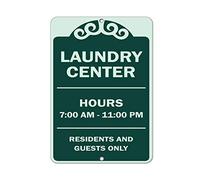 Tin Sign Laundry Center Hrs 7:00 Am 11:00 Pm Residents Guests Only 8 X 12 Inch