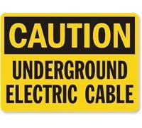 Tin Sign Legend Caution: Underground Electric Cable Black On Yellow 8 X 12 Inch