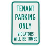 Tin Sign Legend Tenant Parking Only Violators Will Be Towed Green On White 8 X 12 Inch