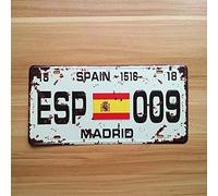Tin Sign Madrid, Spain Bandera De Espa?a License Plate Sign 6x12 inches