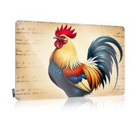 Tin Sign Man Cave Decor Colorful Rooster On Ancient Manuscript Background Tin Sign Cave Man Bar Funny Metal Signs For Outdoors(30X40CM)
