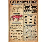 Tin Sign Metal Cat Knowledge Poster Cat Skeletal Anatomy Cat Muscles Cat Breeds Of The World Cat Information Cat Poster Metal Sign Vintage Wall Art Home Ofiice Bar Club Decoration 8x12 Inch