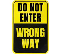 Tin Sign - Metal DO NOT ENTER WRONG WAY Aluminum Warning Home Coffee Bar Wall Decor Indoor Outdoor 8"x12"