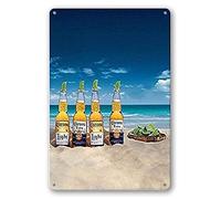 Tin Sign Metal Poster Plate 8"x12" of Corona Beer: Sandbar Decor Sign