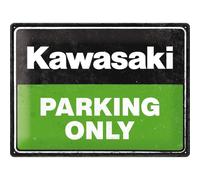 Tin sign metal sign 12 x 16 in -Kawasaki - Kawasaki Parking Only Green