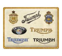 Nostalgic-Art Retro Tin Sign 30 x 40 cm Triumph - Logo Evolution - Gift Idea for Bikers Metal Vintage Design