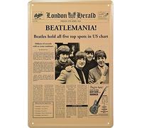 Tin Sign - Metal Sign: Beatles Newspaper Edition Beatlemania 8 x 12 in | Retro Vintage Classic Band Style Decor for Home Bar Garage Studio Restaurant | The Beatles