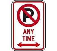 Tin Sign Metal warning reminder No Parking Any Time Symbol With Double Arrow Yard Decorative S Office Supplies Aluminum 8"x12"