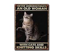 Tin Sign Never Underestimate Knitting Skills Restoring Ancient Ways Garage Home Cafe Bar Farm Wall Bathroom Decor The Mural 12x16inch-Tin Sign