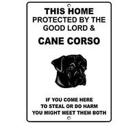 Tin Sign New Tin Sign Retro Cane Corso Dog Protected by Good Warning Aluminum Metal Sign 8 X 12 Inch Decor Iron Painting Metal Wall Metal Decoration
