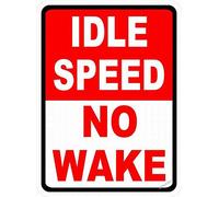Tin Sign New Warning Idle Speed No Wake Safety Danger 8x6inch