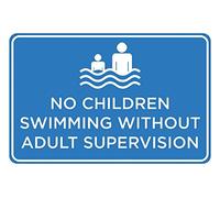 Tin Sign No Children Swimming Without Adult Supervision Notice Pool Rules Sign 12" X 8"
