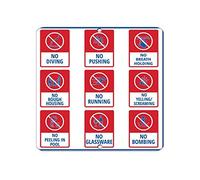 Tin Sign No Diving No Pushing No Breath Holding Activity Pool 12" X 8"