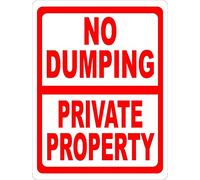 Tin Sign No Dumping Private Property Sign Prevent Illegal Garbage Disposal On Land 12" X 8"