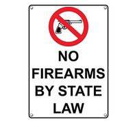 Tin Sign No Firearms By State Law Sign 8 X 12 Inch